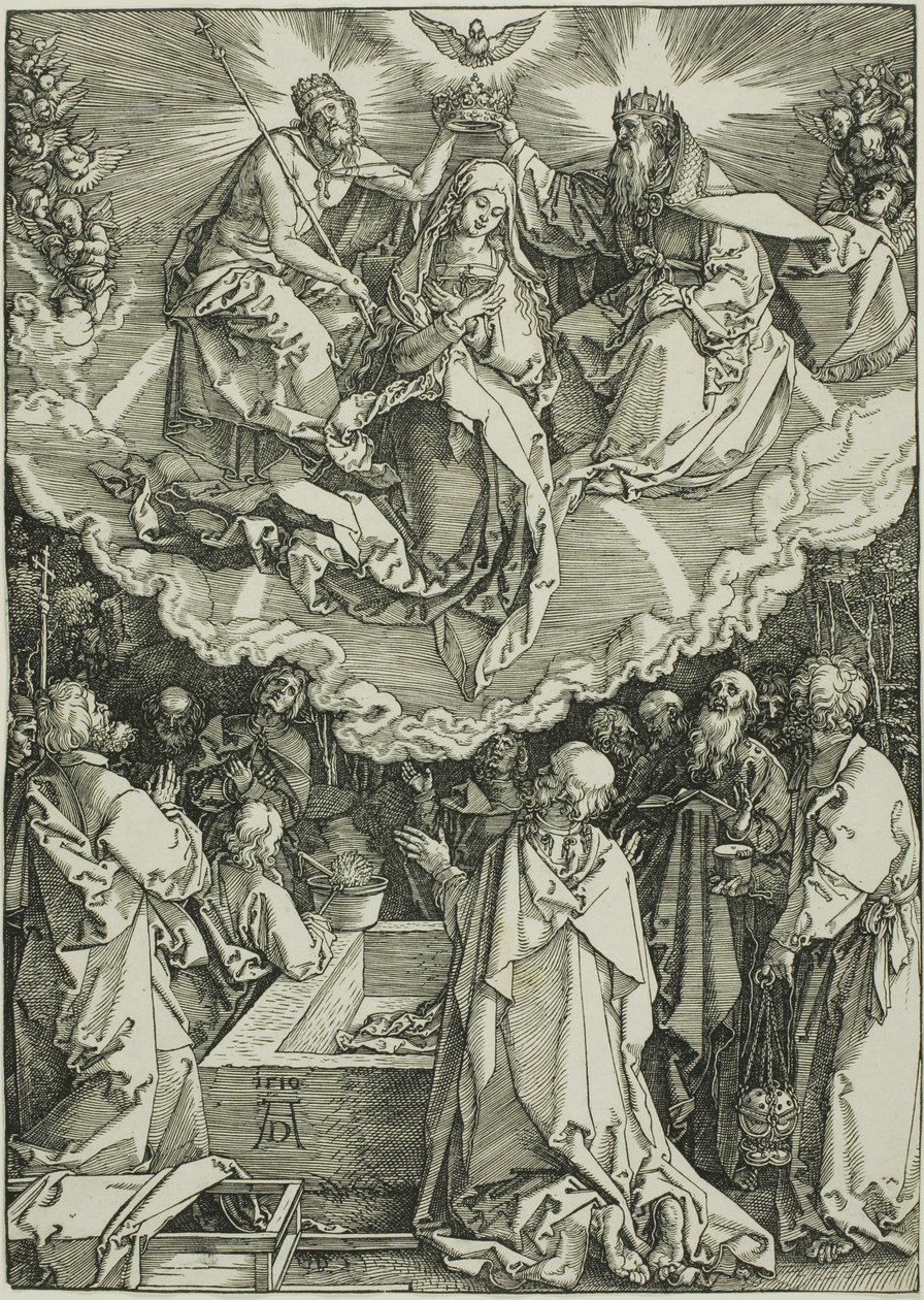 Hemelvaart en kroning van de Maagd, uit Het leven van de Maagd door Albrecht Dürer