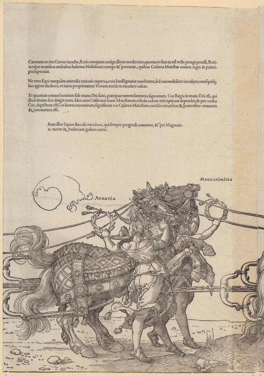 Audatia, blad 7 van de reeks "De grote triomfwagen" door Albrecht Dürer