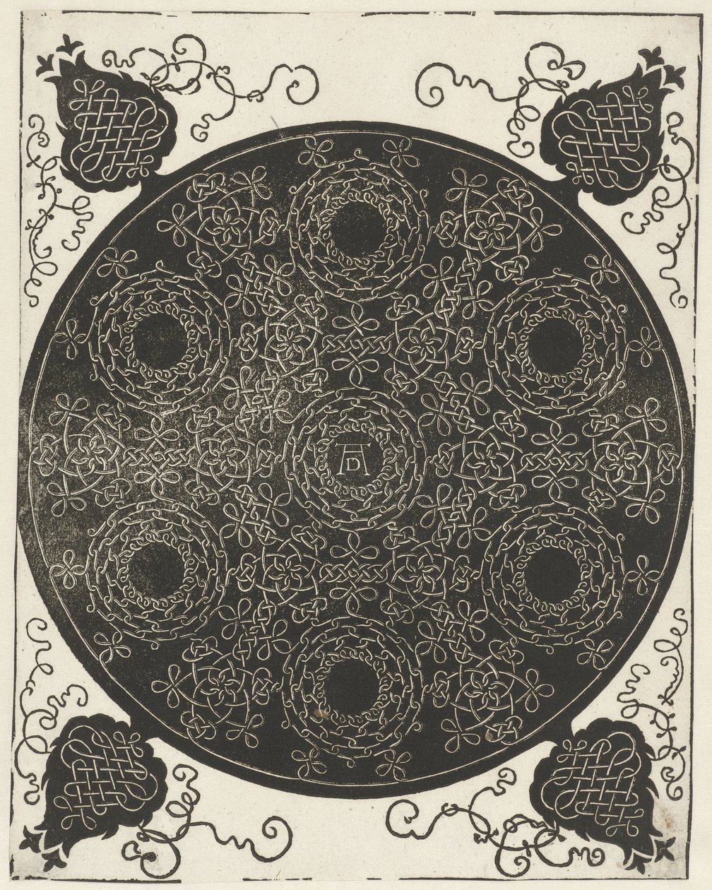 Borduurvoorbeeld met zeven kransvormige motieven door Albrecht Dürer