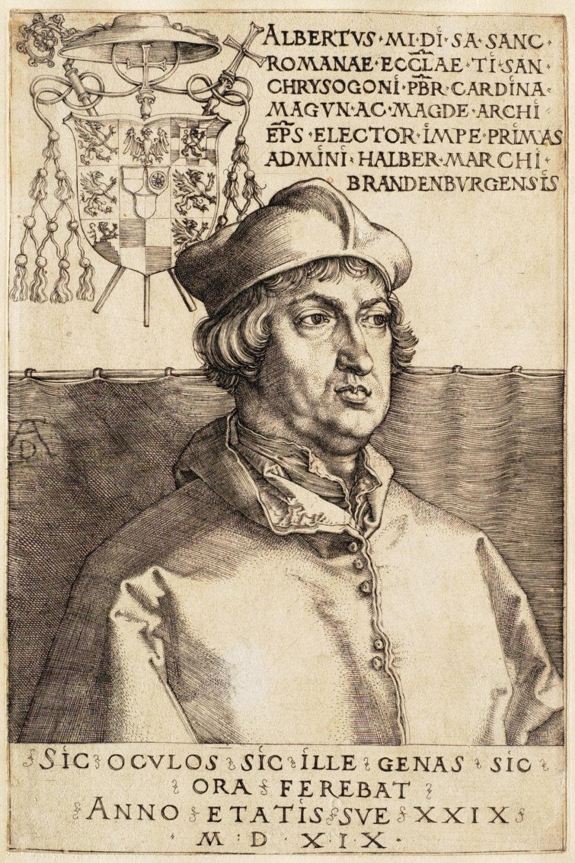 Kardinaal Albrecht van Brandenburg (De kleine kardinaal) door Albrecht Dürer