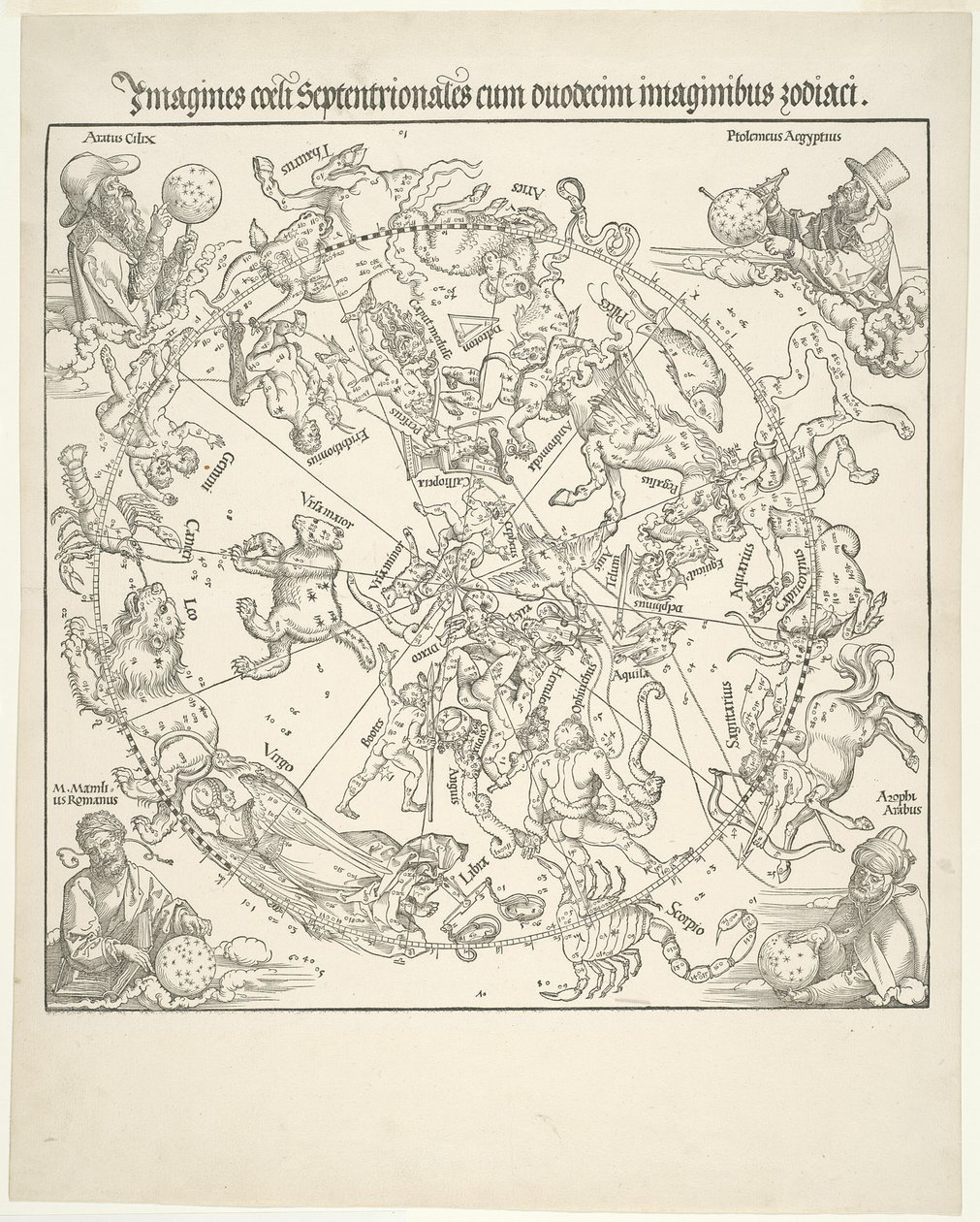 Hemelkaart van de noordelijke hemel (Imagines coeli septentrionalis) door Albrecht Dürer