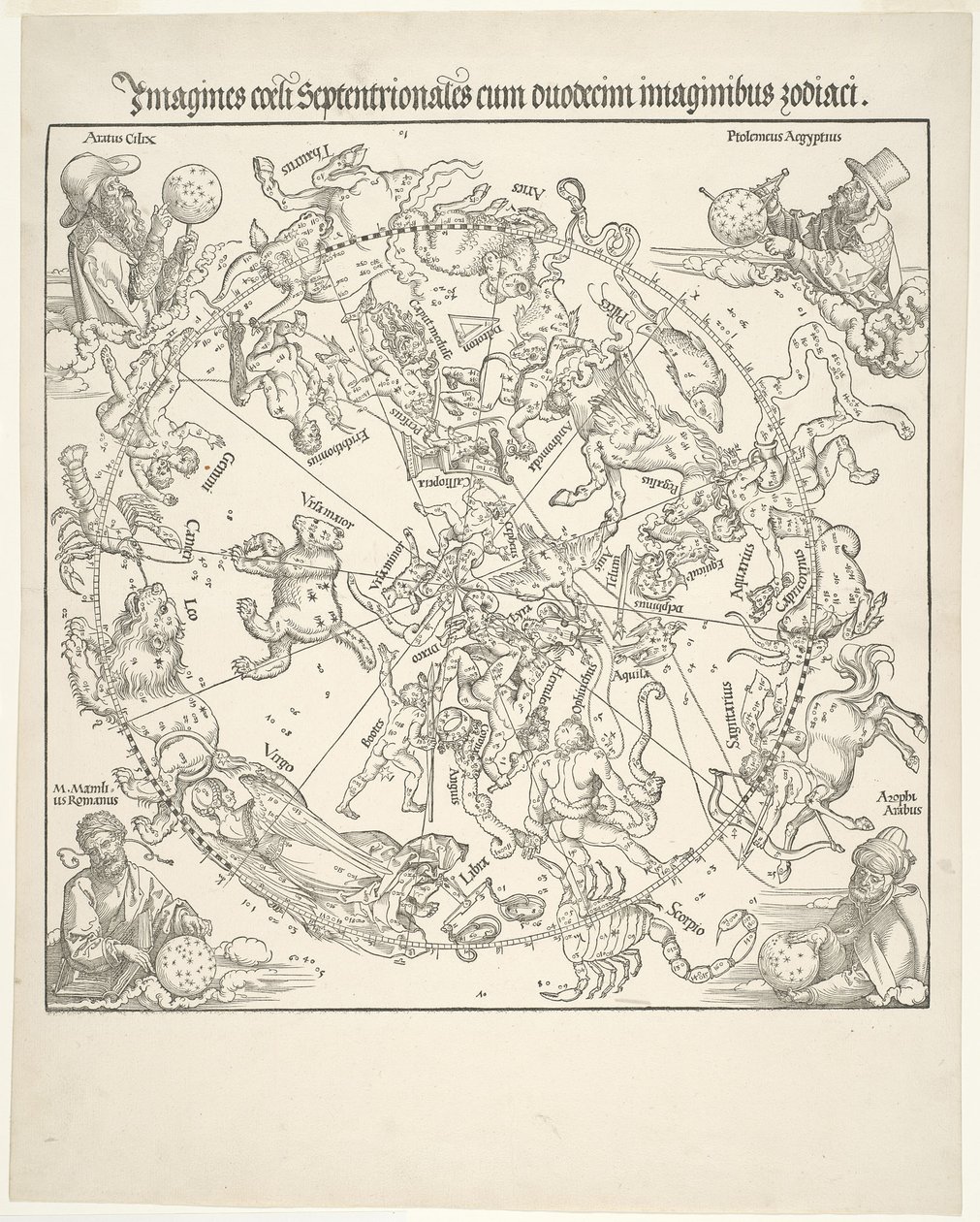 Hemelkaart van de noordelijke hemel (Imagines coeli septentrionalis) door Albrecht Dürer