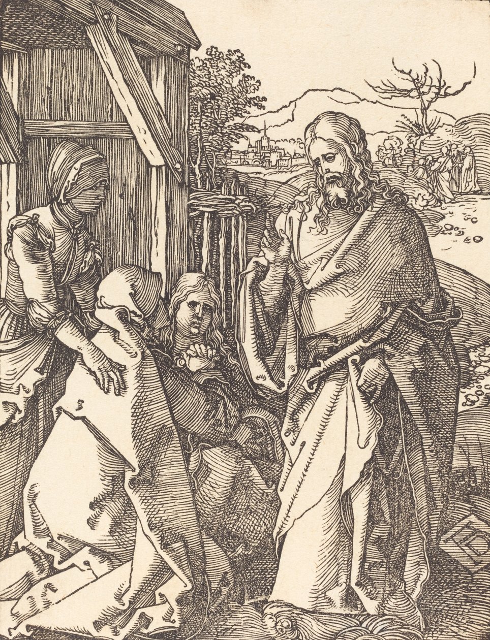 Christus neemt afscheid van zijn moeder, waarschijnlijk ca. 1509-1510 door Albrecht Dürer