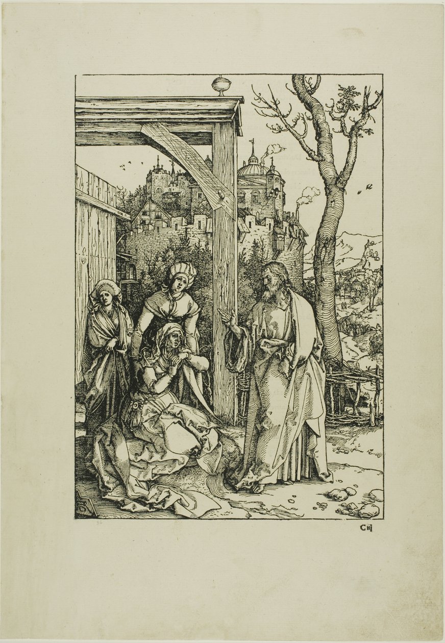 Christus neemt afscheid van zijn moeder, uit Het leven van de Maagd door Albrecht Dürer
