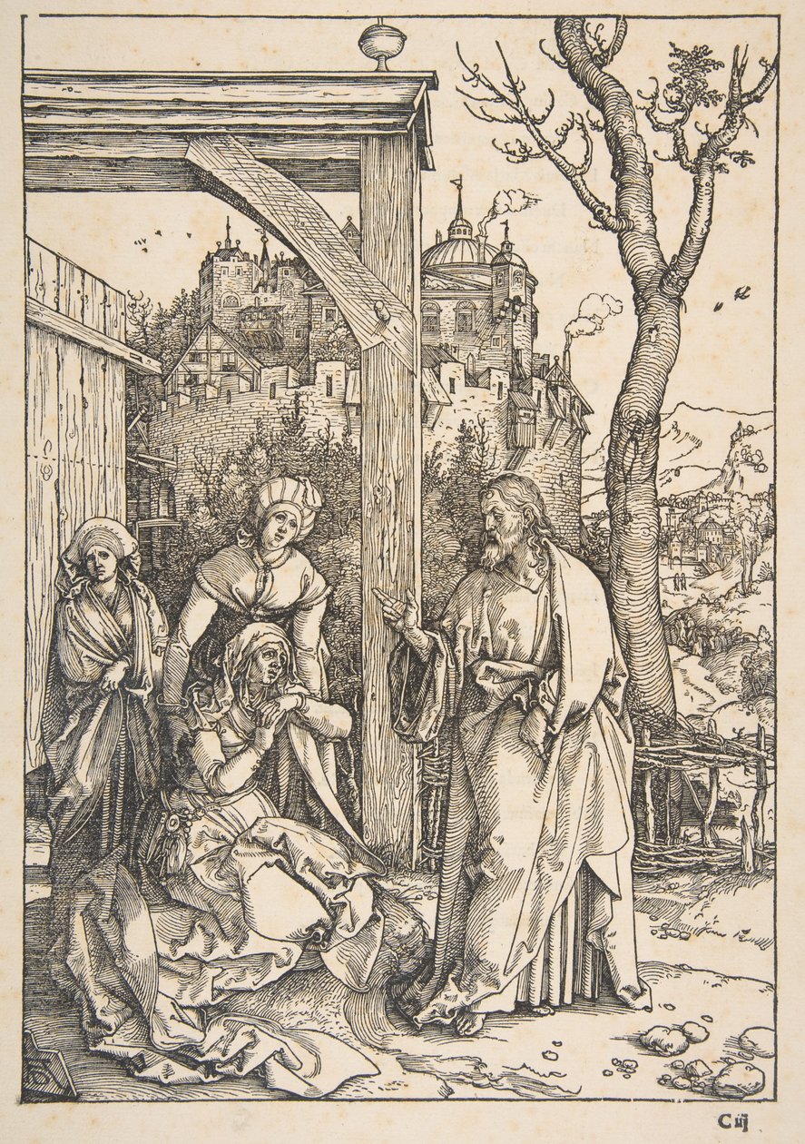 Christus neemt afscheid van zijn moeder, uit „Het leven van de Maagd” door Albrecht Dürer