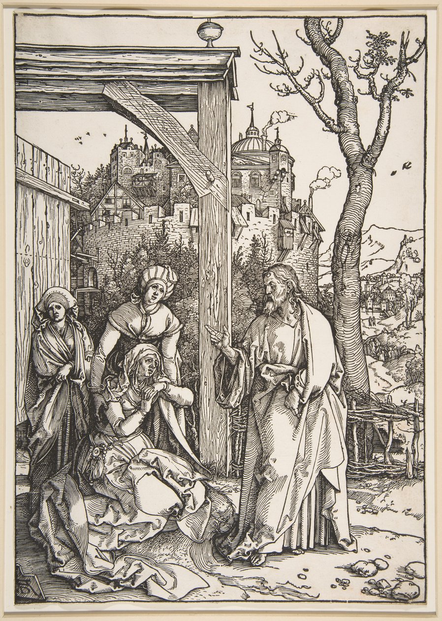 Christus neemt afscheid van zijn moeder, uit „Het leven van de Maagd” door Albrecht Dürer