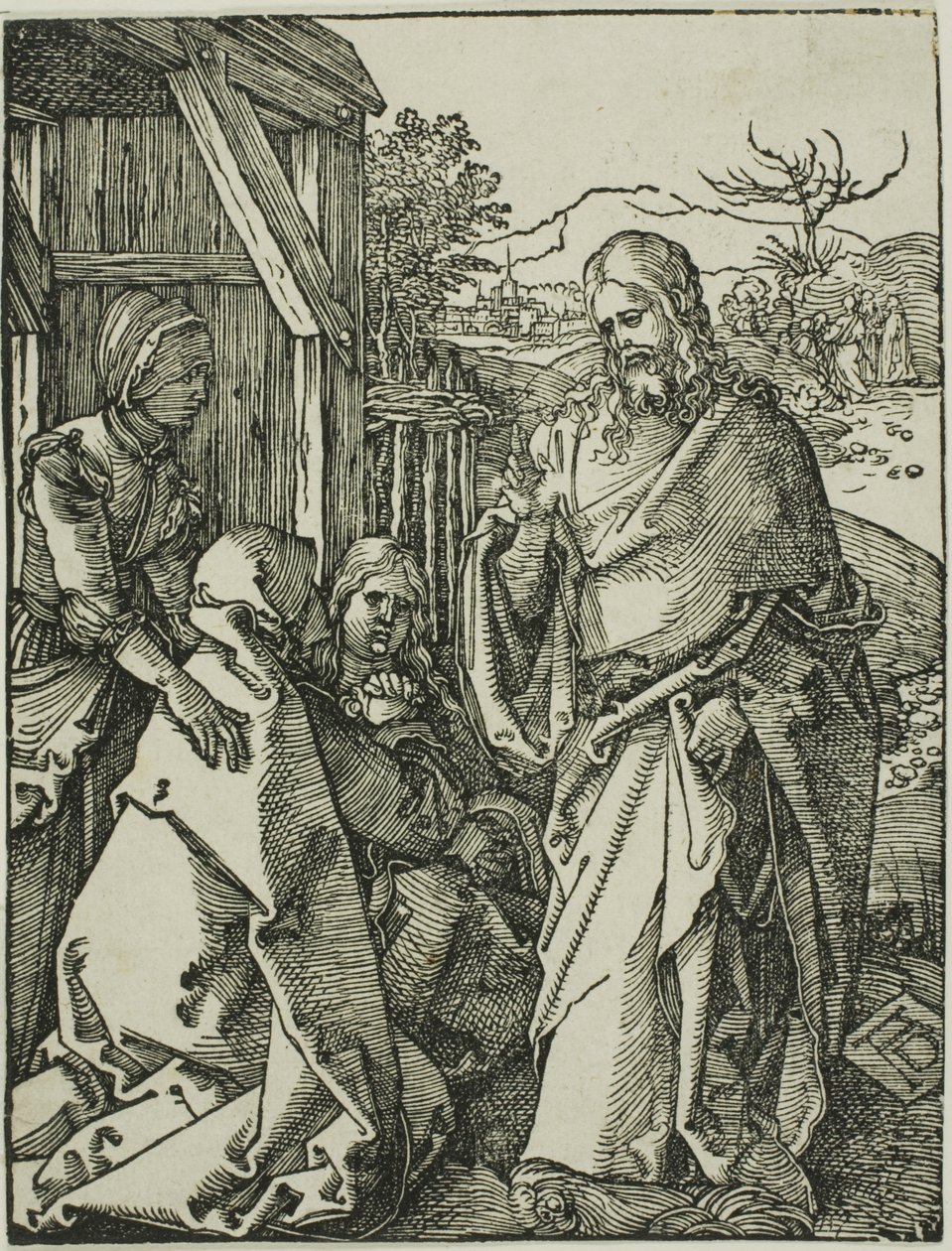 Christus neemt afscheid van zijn moeder, uit De Kleine Houtsnede Passie door Albrecht Dürer