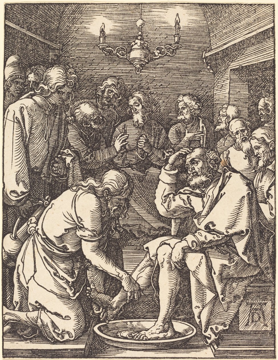 Christus wast de voeten van de discipelen door Albrecht Dürer