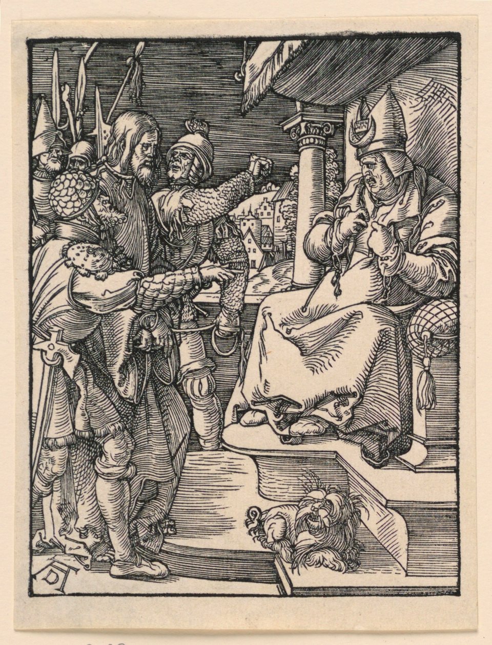 Christus voor Kajafas, uit De Kleine Passie Serie door Albrecht Dürer
