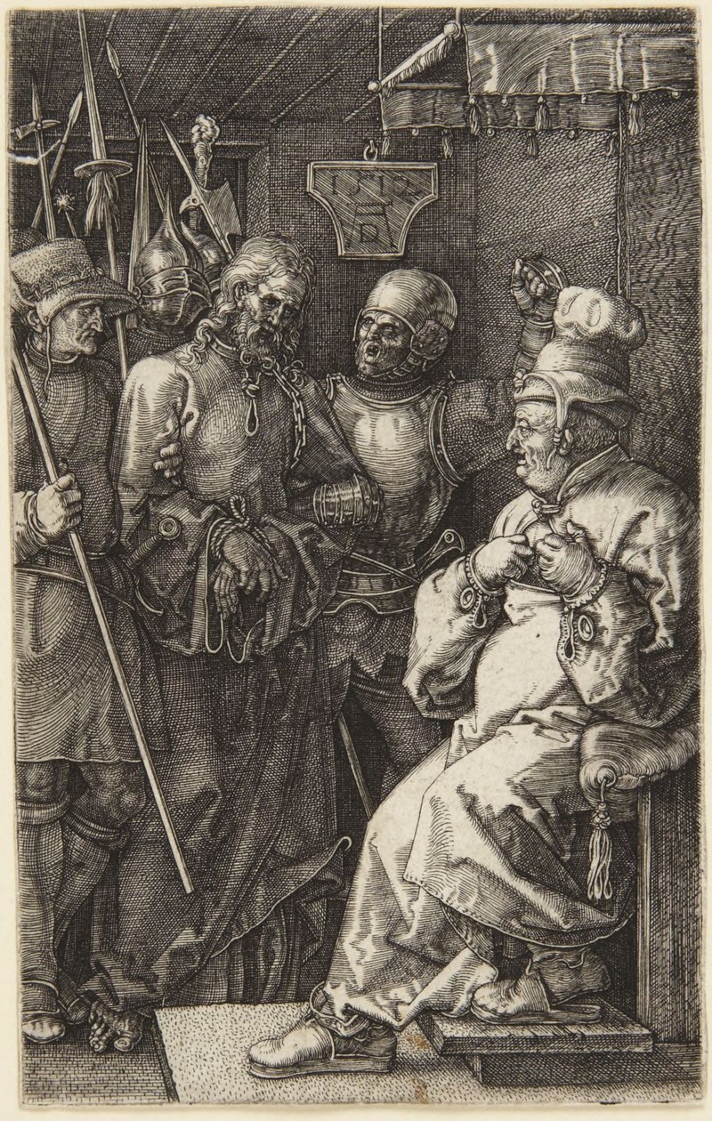 Christus voor Pilatus (uit de „Engraved Passion”) door Albrecht Dürer