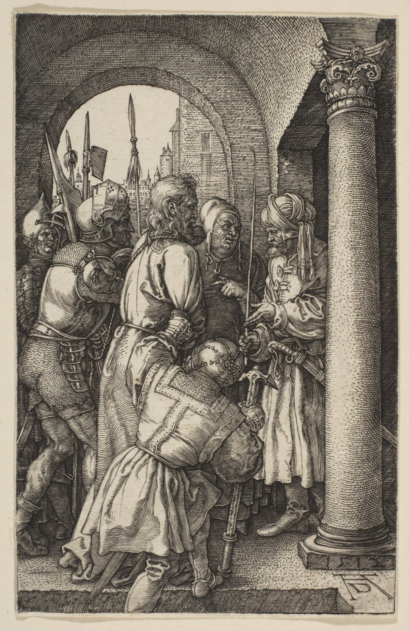 Christus voor Pilatus, uit "The Passion" door Albrecht Dürer