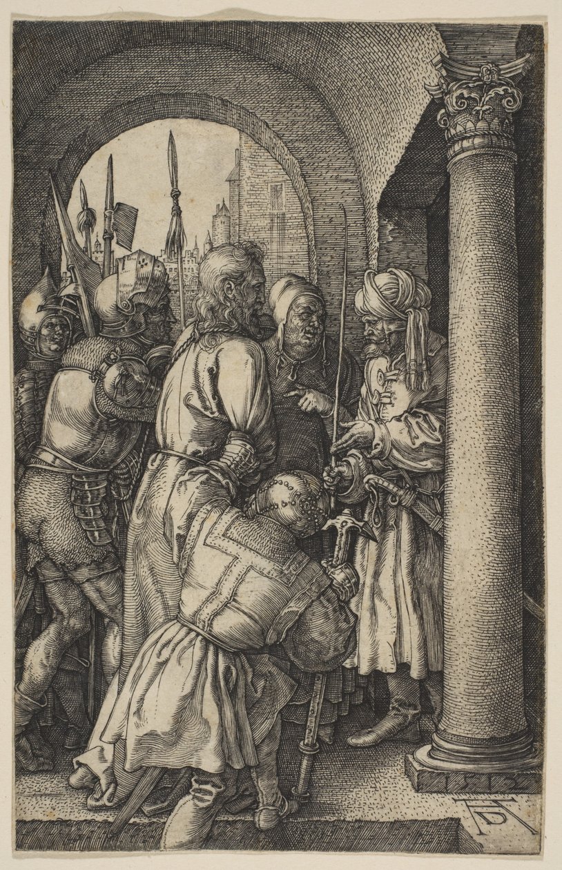 Christus voor Pilatus, uit „De Passie” door Albrecht Dürer