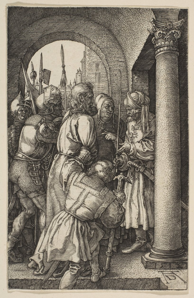 Christus voor Pilatus, uit De Passie, 1512 door Albrecht Dürer