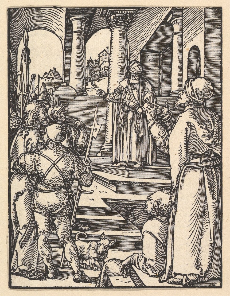 Christus voor Pilatus, uit „De Kleine Passie“ door Albrecht Dürer