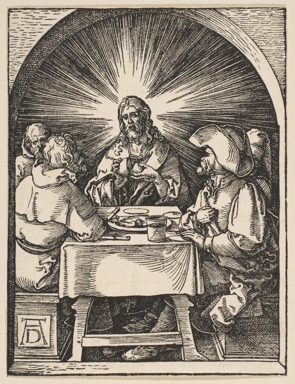Christus in Emmaüs, uit "De kleine Passie" door Albrecht Dürer