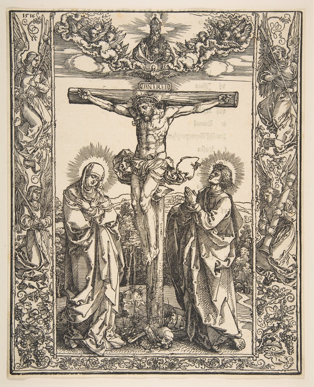 Christus aan het Kruis tussen de Maagd en Sint Jan door Albrecht Dürer