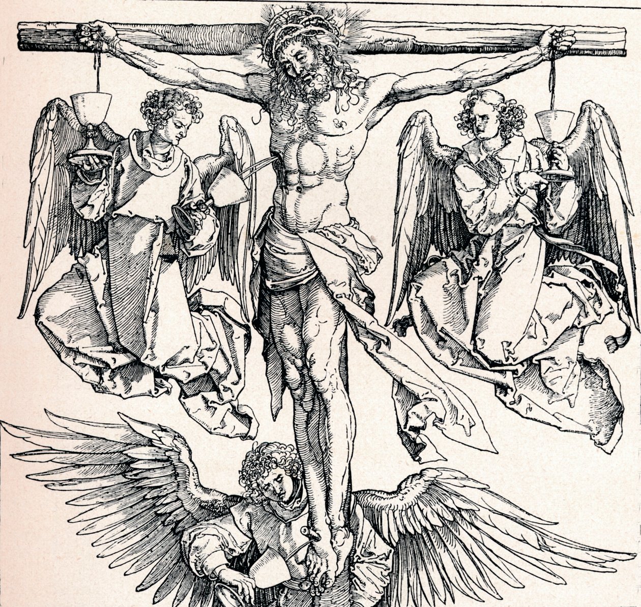 Christus aan het kruis met drie engelen, 1523-1525 1906 door Albrecht Dürer