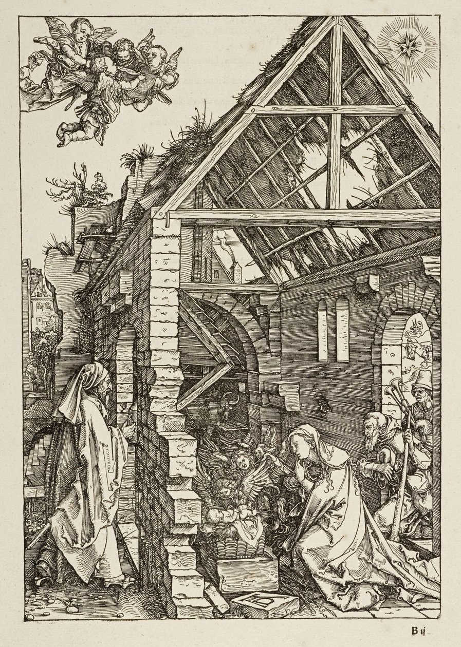De geboorte van Christus (Leven van Maria) door Albrecht Dürer