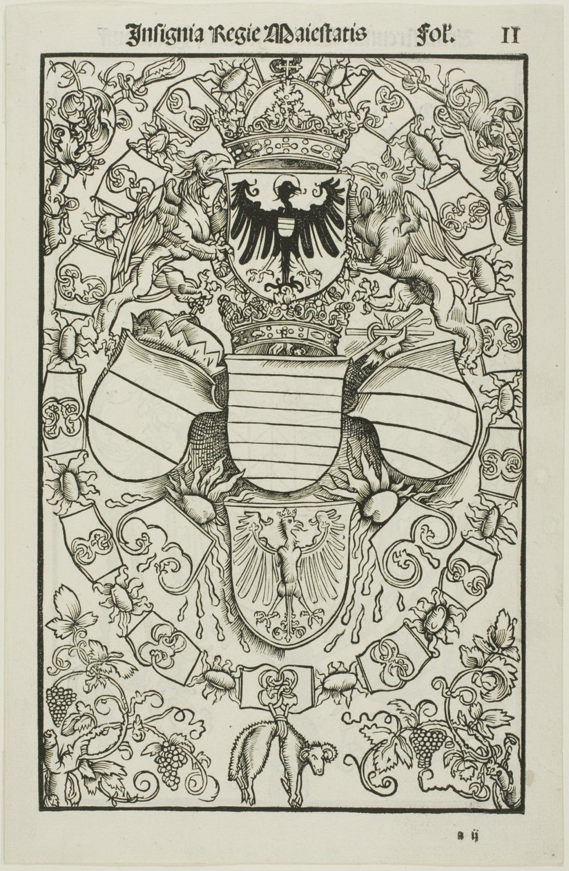 Wapen van Maximiliaan I als Koning van de Romeinen door Albrecht Dürer