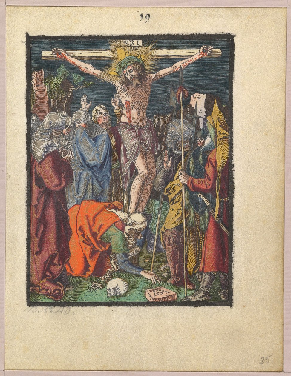 Kreuzigung, aus "Die kleine Holzschnittpassion" door Albrecht Dürer
