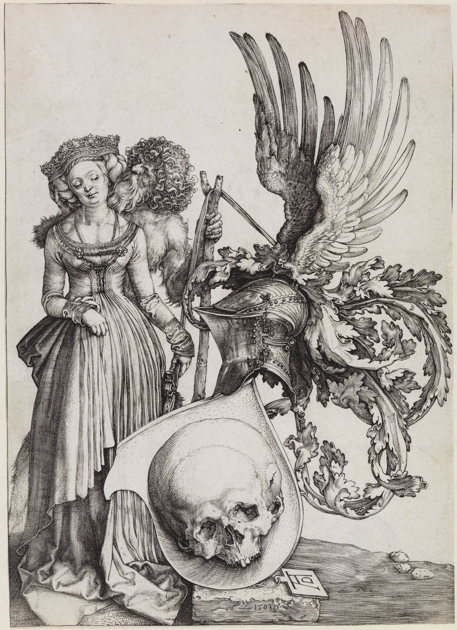 Het wapen met de schedel door Albrecht Dürer