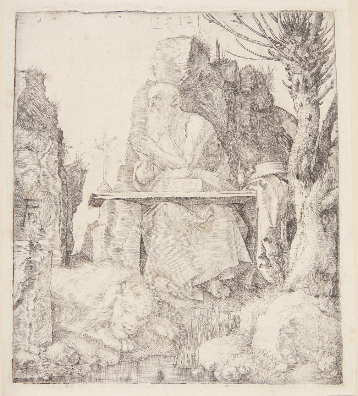 De heilige Hiëronymus bij een geknotte wilg door Albrecht Dürer