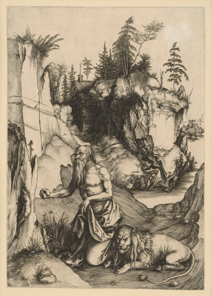 De heilige Hiëronymus in de woestijn door Albrecht Dürer