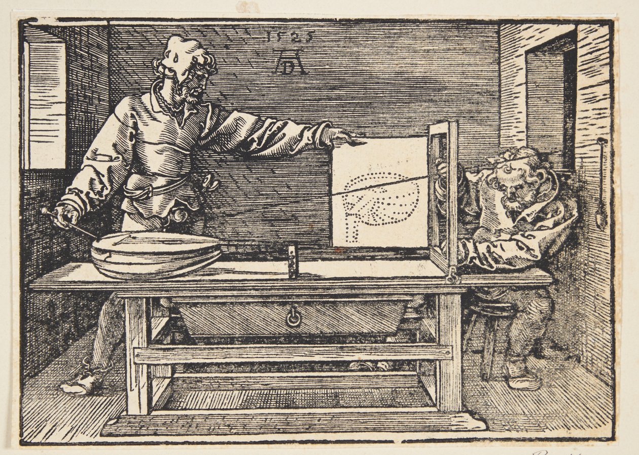 Tekenaar die een luit tekent door Albrecht Dürer