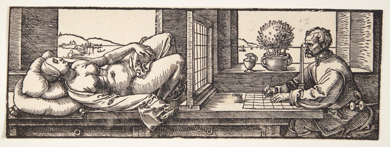 Tekenaar die een Naakt Tekent door Albrecht Dürer