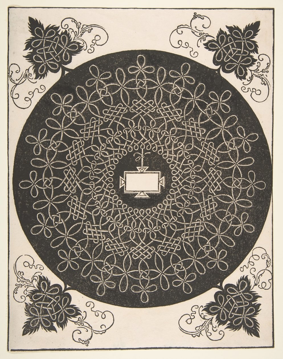 Borduurpatroon met een langwerpig paneel in het midden door Albrecht Dürer