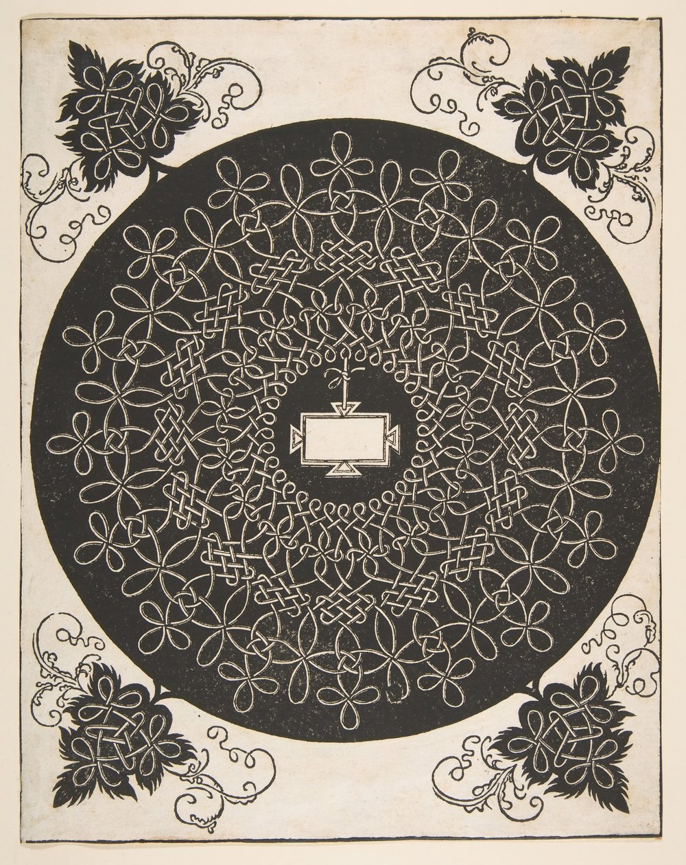 Borduurpatroon met een langwerpig paneel in het midden, voor 1521 door Albrecht Dürer
