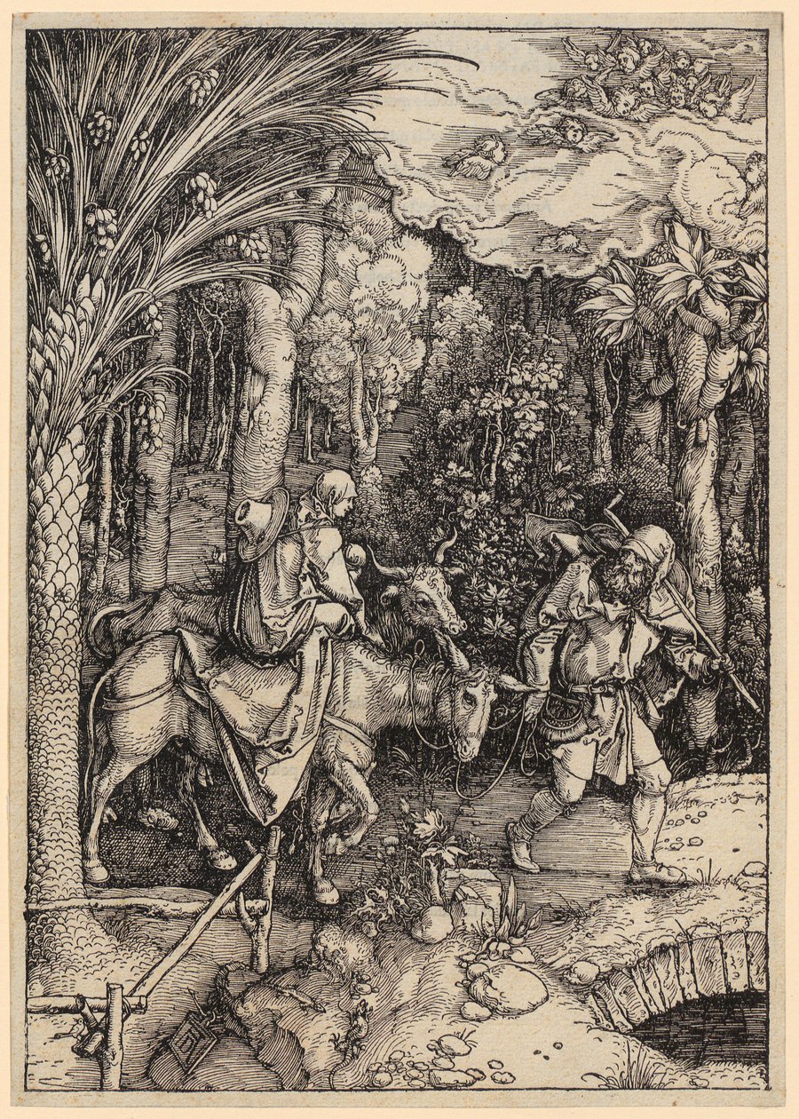 Vlucht naar Egypte, blad 14 van de serie „Het leven van Maria” door Albrecht Dürer