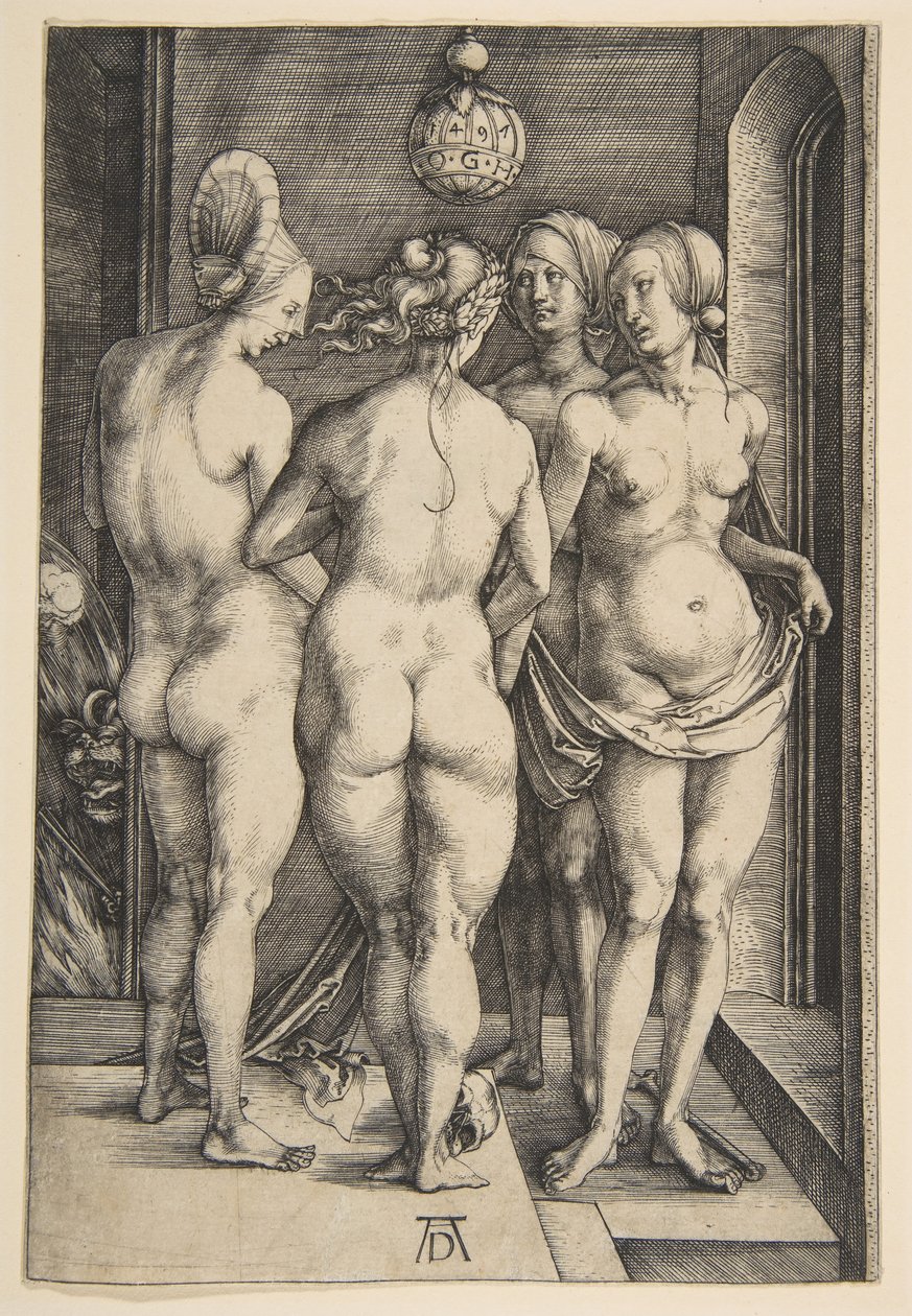 Vier naakte vrouwen, 1497 door Albrecht Dürer