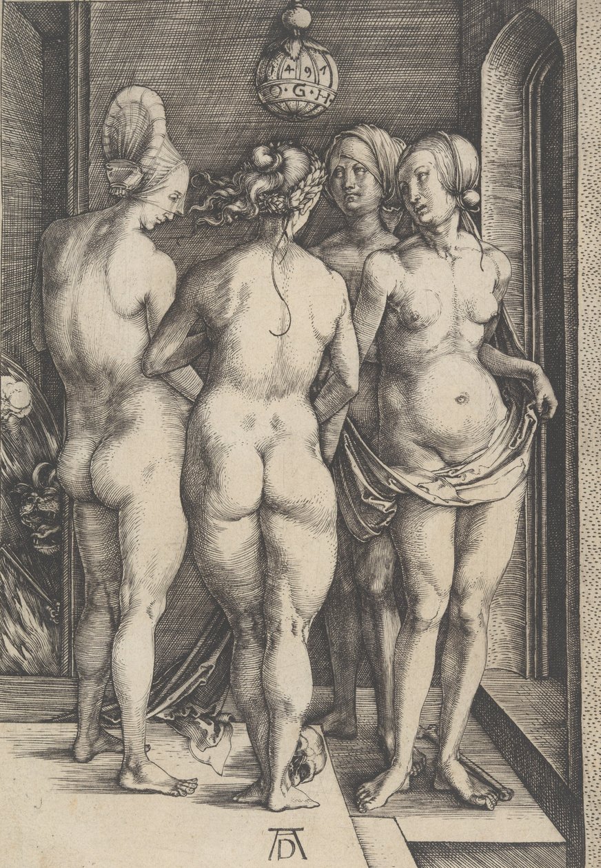 Vier naakte vrouwen, 1497 door Albrecht Dürer