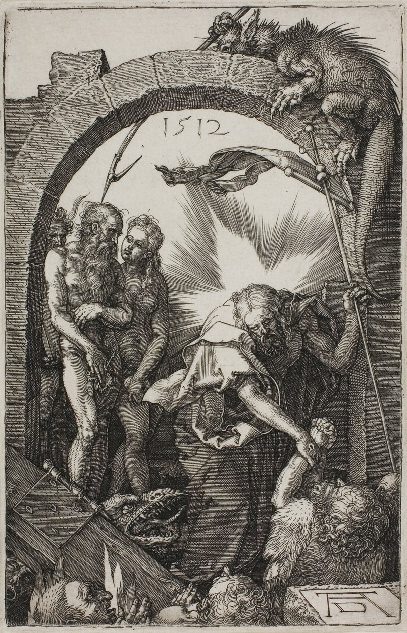 De afdaling ter helle; Christus in het voorgeborchte, uit De Gegraveerde Passie door Albrecht Dürer