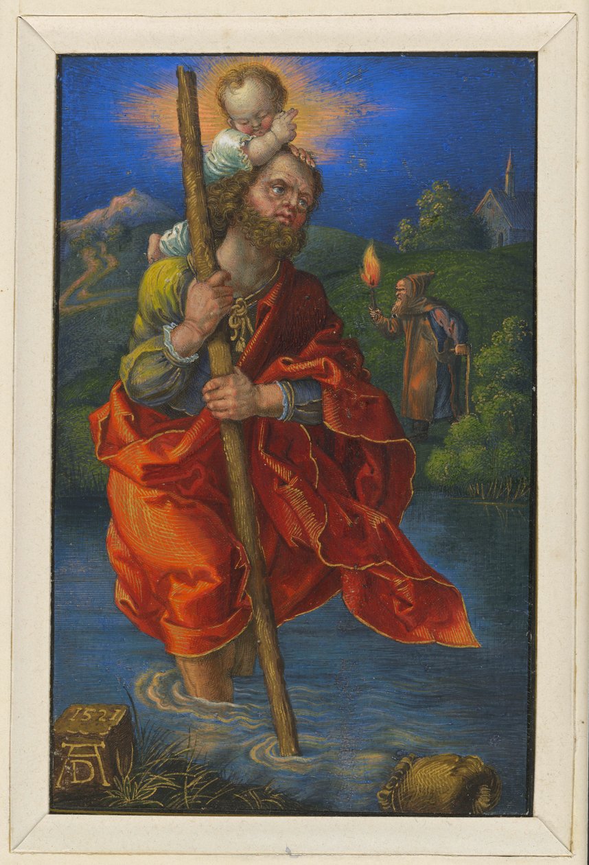 De heilige Christoffel, naar rechts gekeerd door Albrecht Dürer