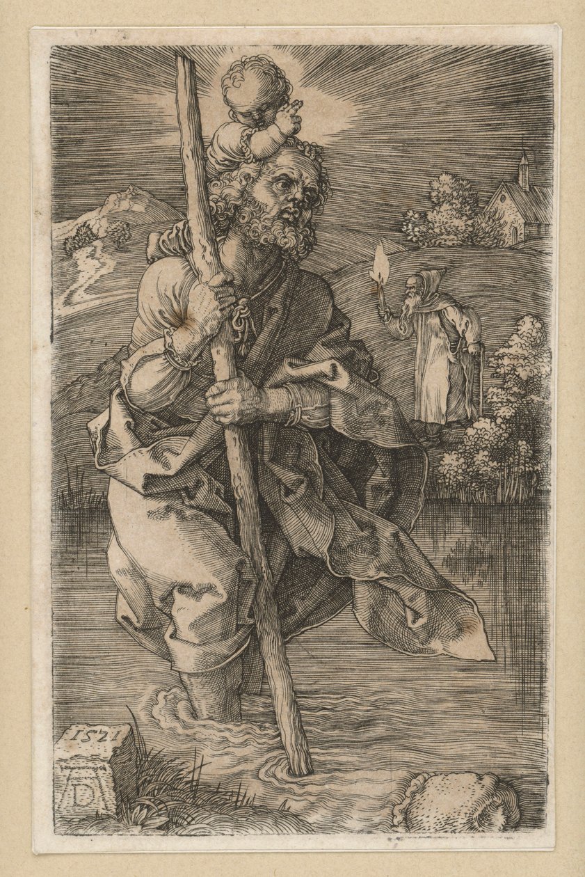 Sint-Christoffel naar rechts gewend door Albrecht Dürer