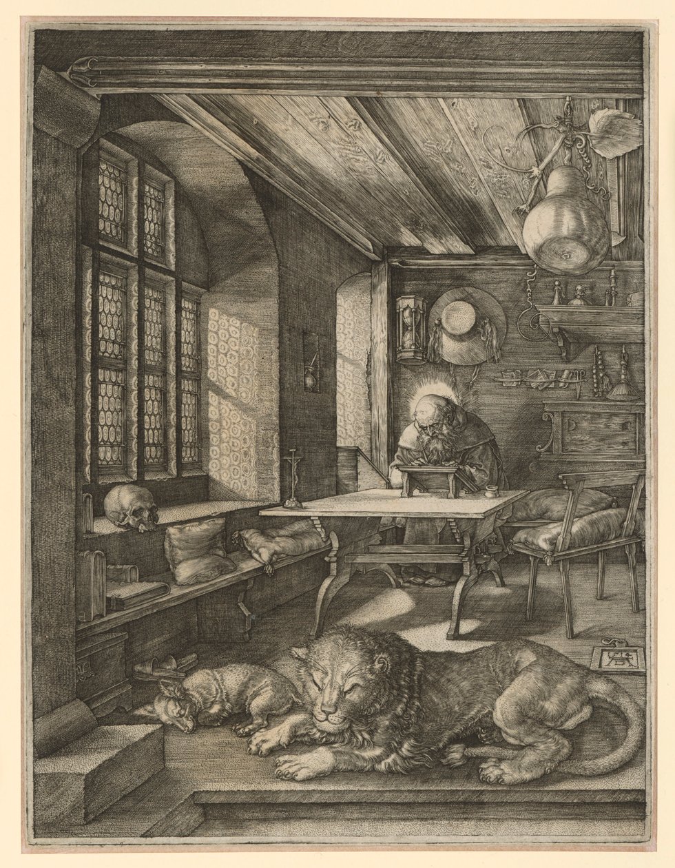 De heilige Hiëronymus in zijn studeervertrek door Albrecht Dürer