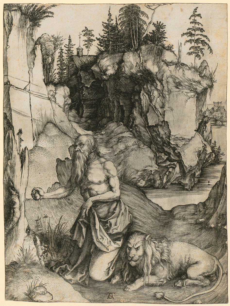De heilige Hiëronymus in de woestijn door Albrecht Dürer