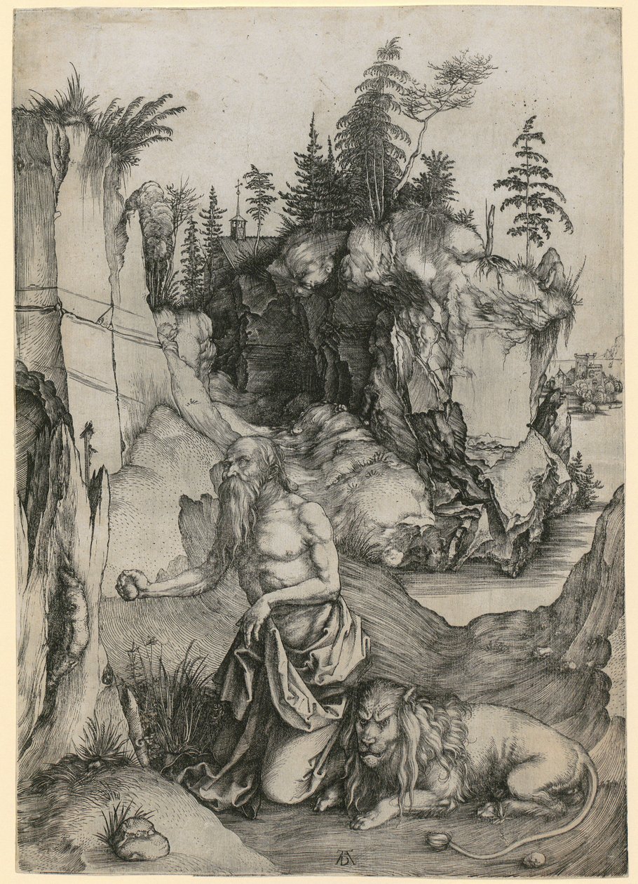 De heilige Hiëronymus in de woestijn door Albrecht Dürer