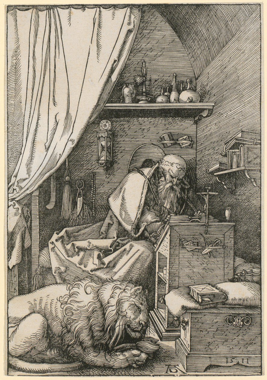 De heilige Hiëronymus in zijn cel door Albrecht Dürer