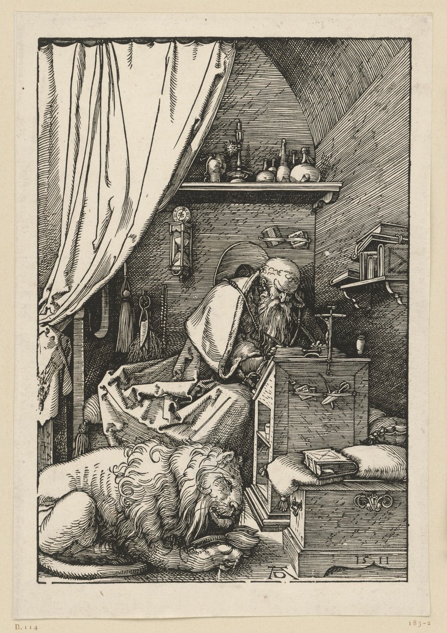 De heilige Hiëronymus in zijn cel door Albrecht Dürer