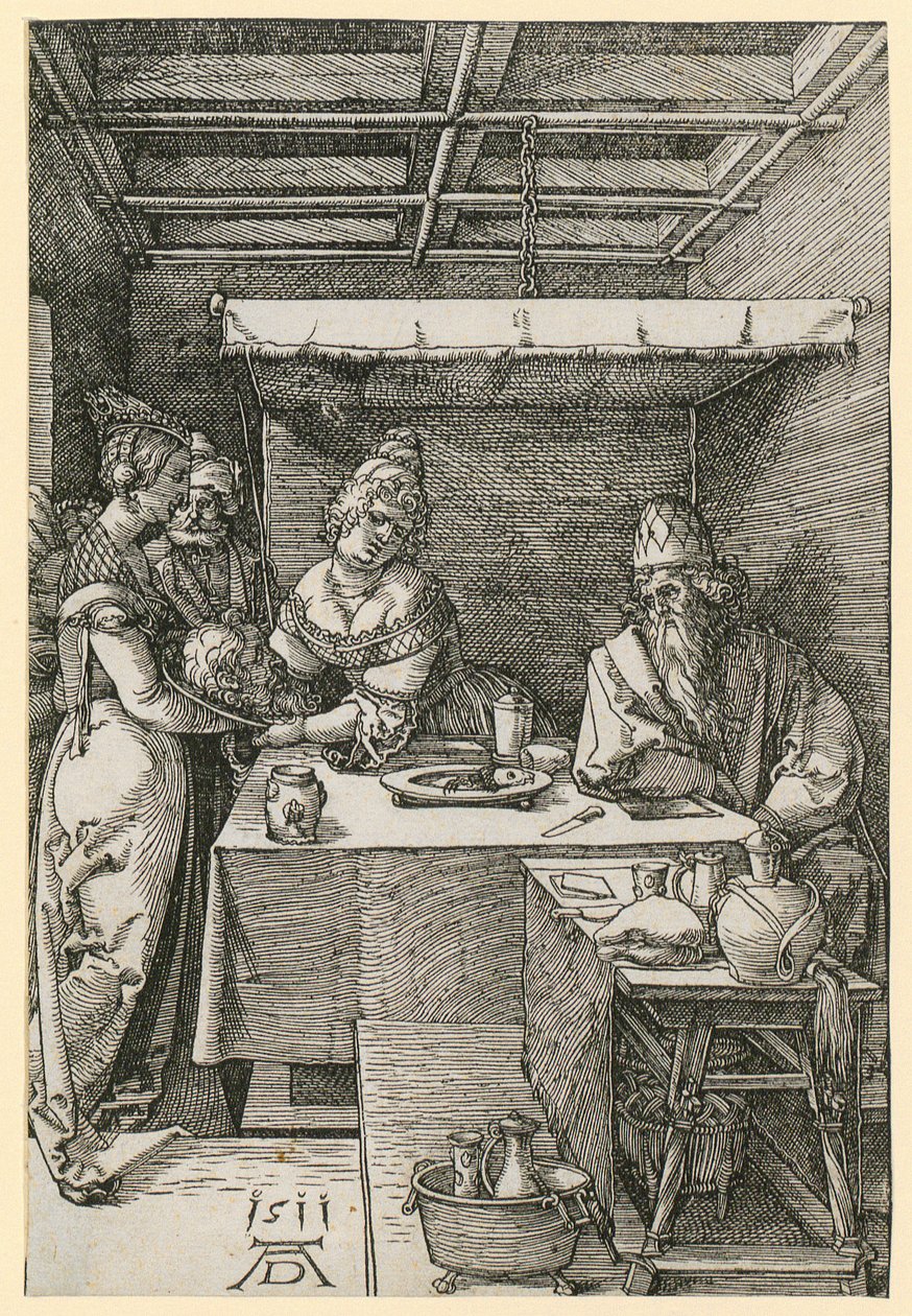Herodias ontvangt het hoofd van Johannes door Albrecht Dürer