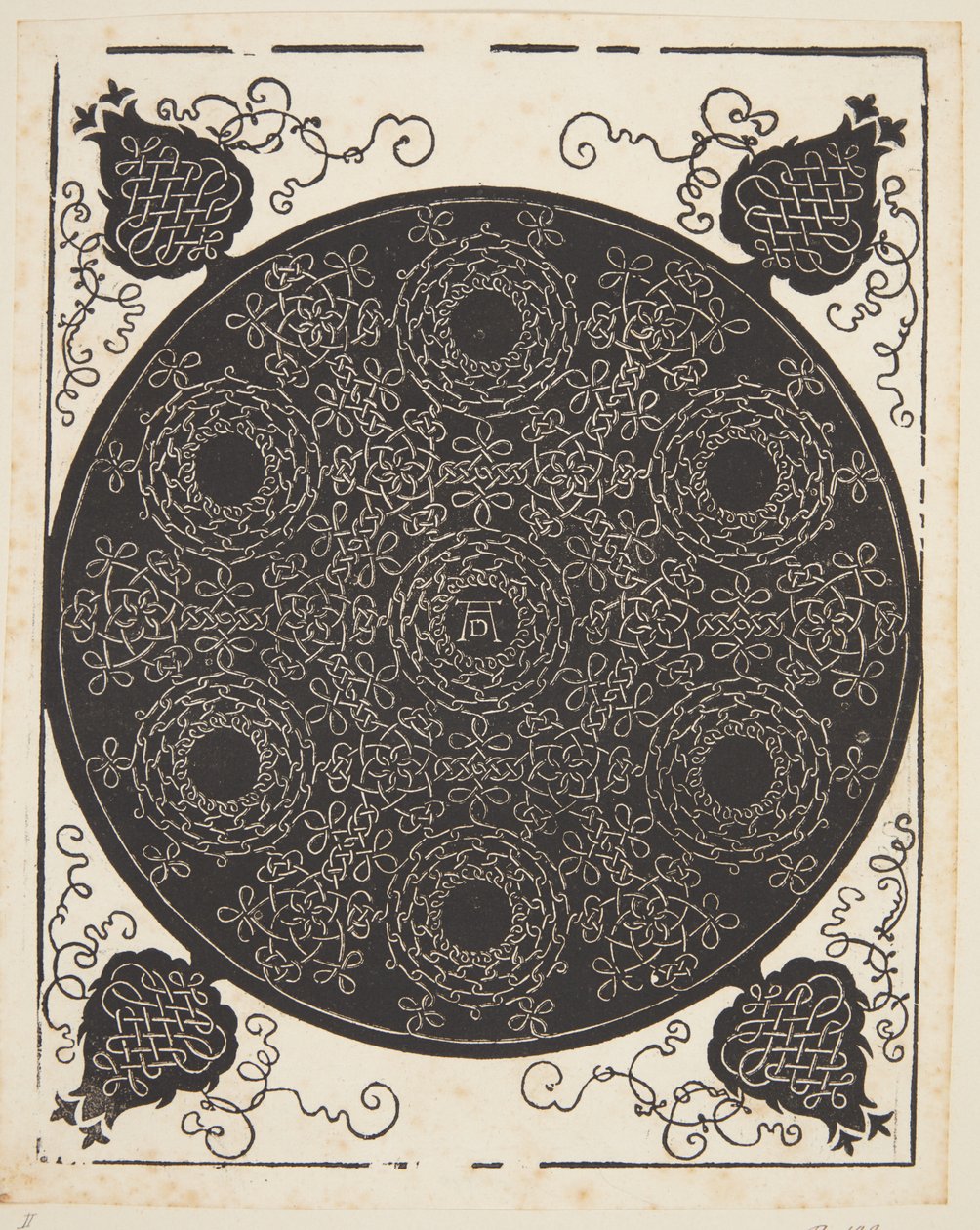 Verstrengeld koordpatroon met zeven kransen door Albrecht Dürer