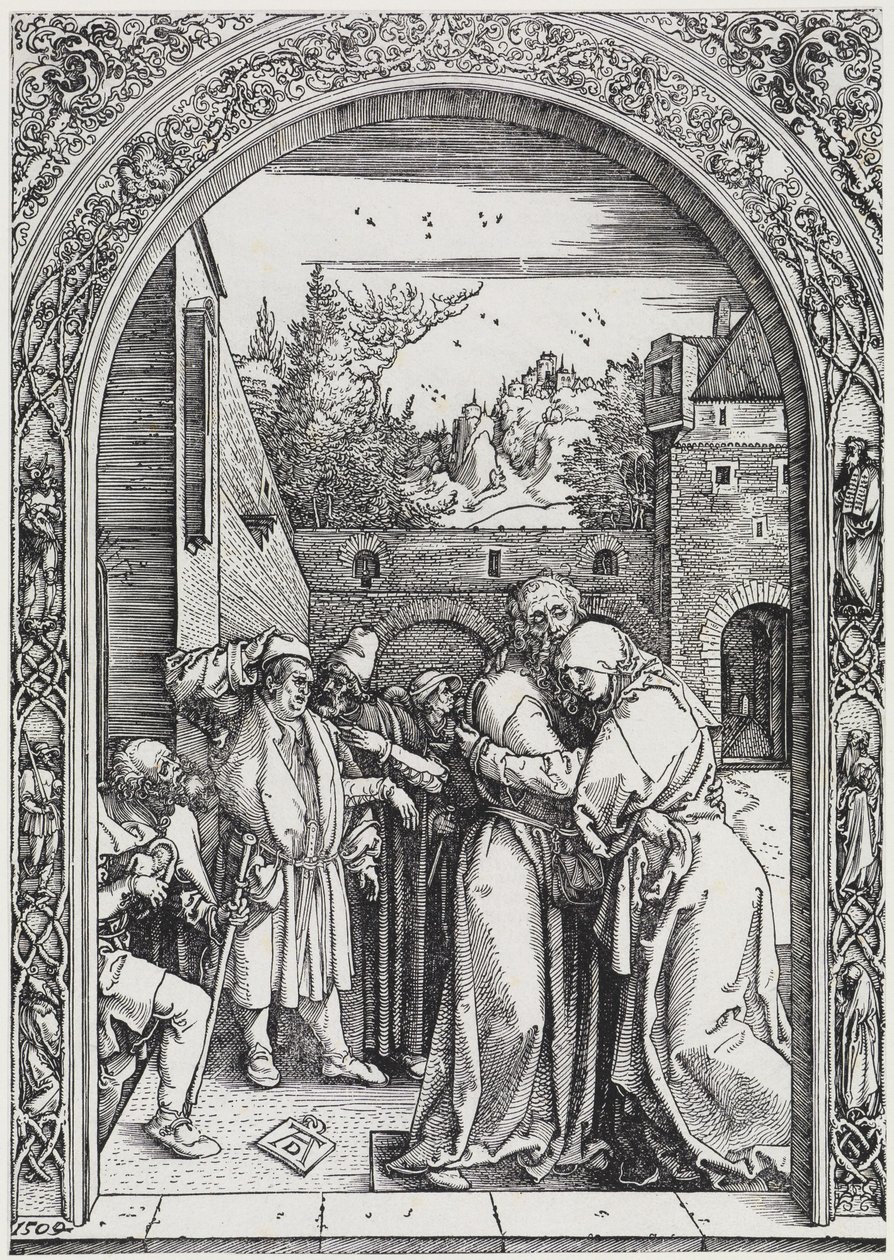 Joachim en Anna onder de Gouden Poort door Albrecht Dürer