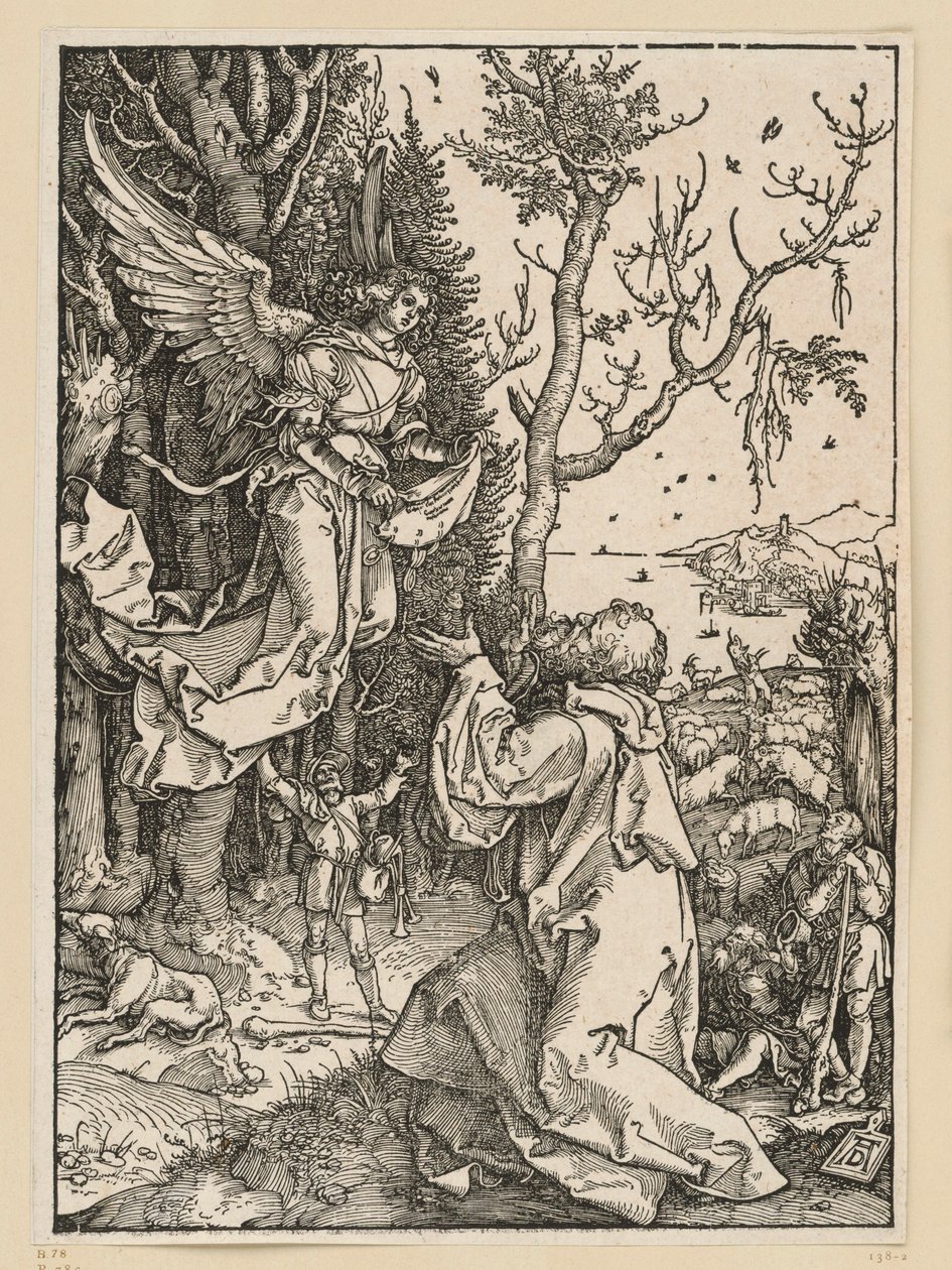 Joachim en de engel (Leven van Maria) door Albrecht Dürer