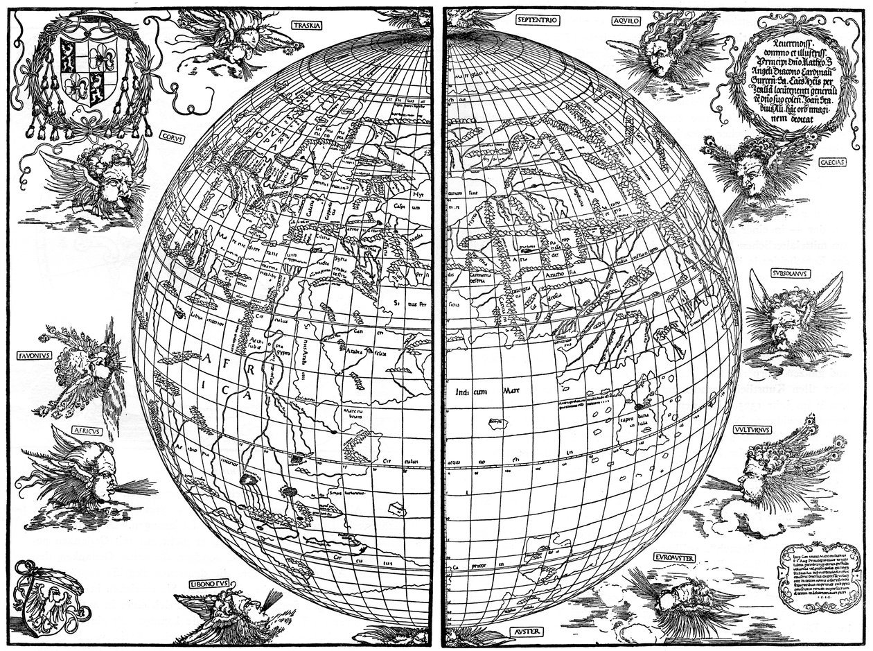 Johannes Stabius wereldkaart door Albrecht Dürer