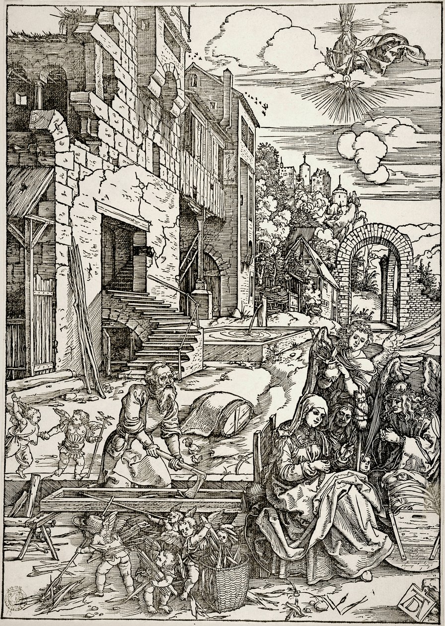 Het leven van de Maagd: Het verblijf van de Heilige Familie in Egypte (Bartsch 90) door Albrecht Dürer