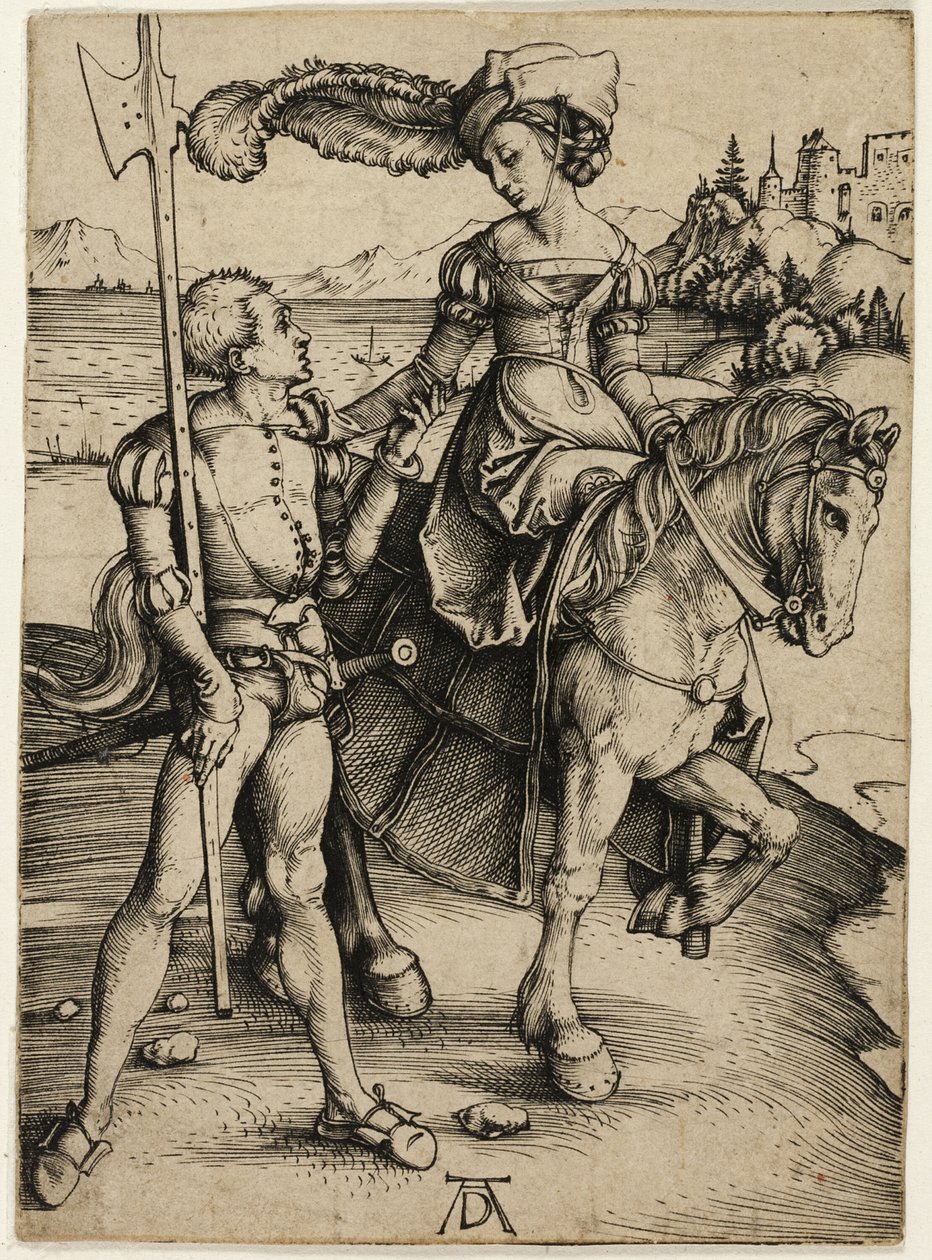 Dame te Paard en Landsknecht door Albrecht Dürer