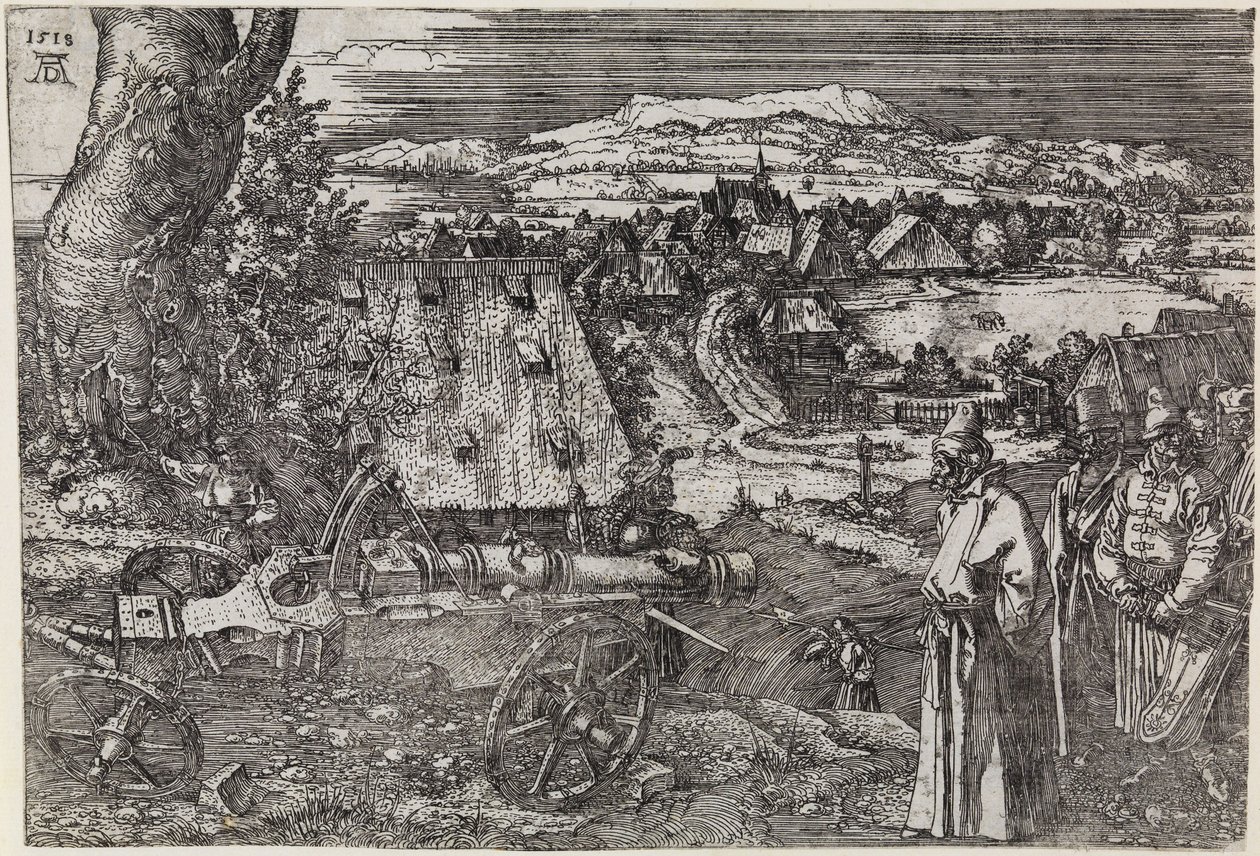 Landschap met kanon (Het grote kanon; Het kanon) door Albrecht Dürer